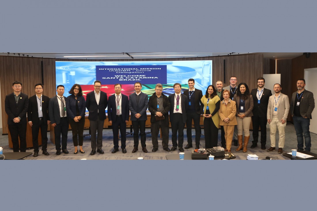 Integrantes da reunião entre SENAI e representante da China