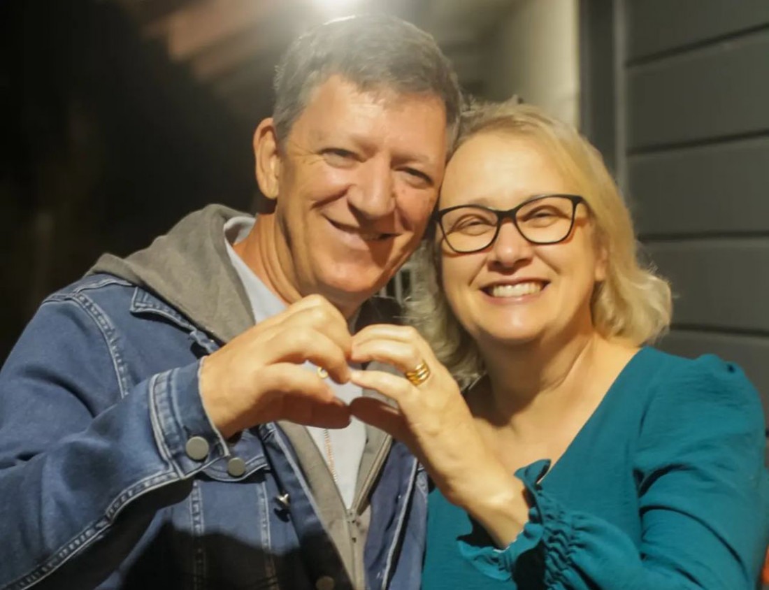 Aurino com a esposa Elvira
