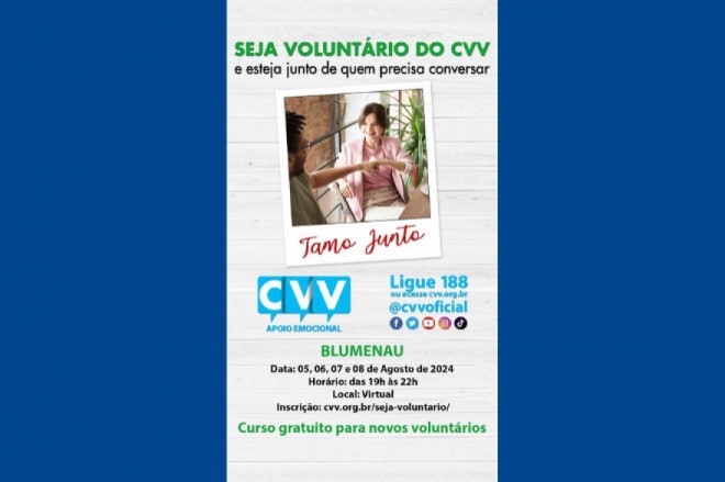 As inscrições podem ser feitas através do site do CVV