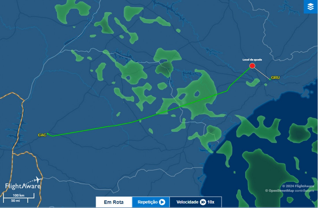 A aeronave caiu quando se aproximava do aeroporto de Guarulhos