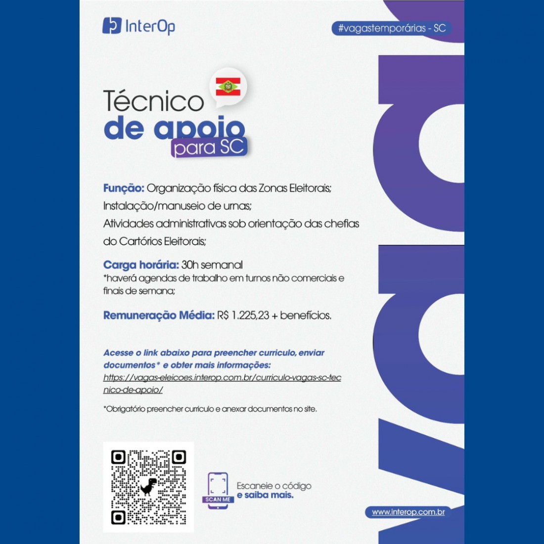 Oportunidade de trabalho temporário em Gaspar