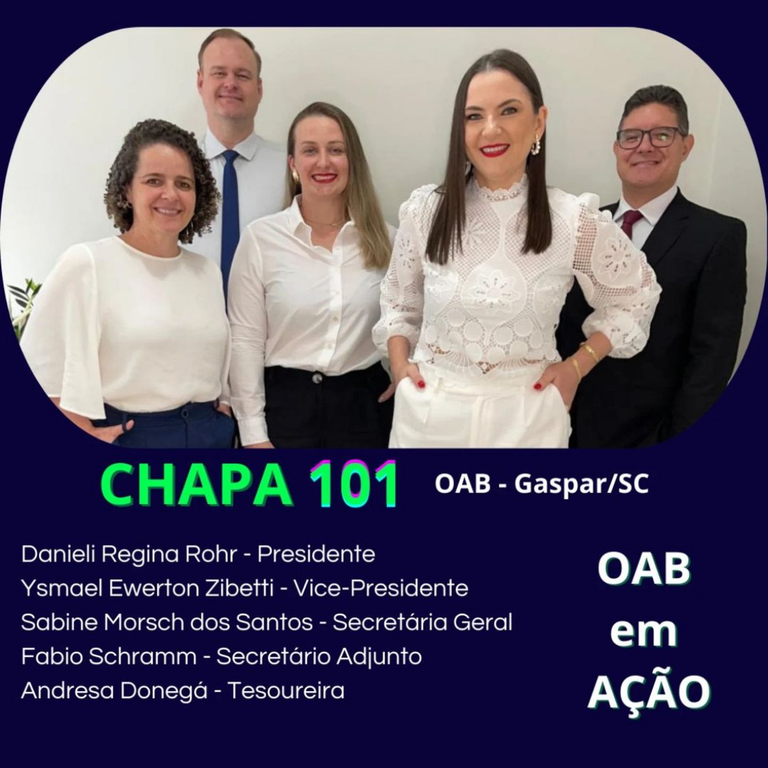 A advogada Danieli e a futura diretoria da OAB Subseção Gaspar