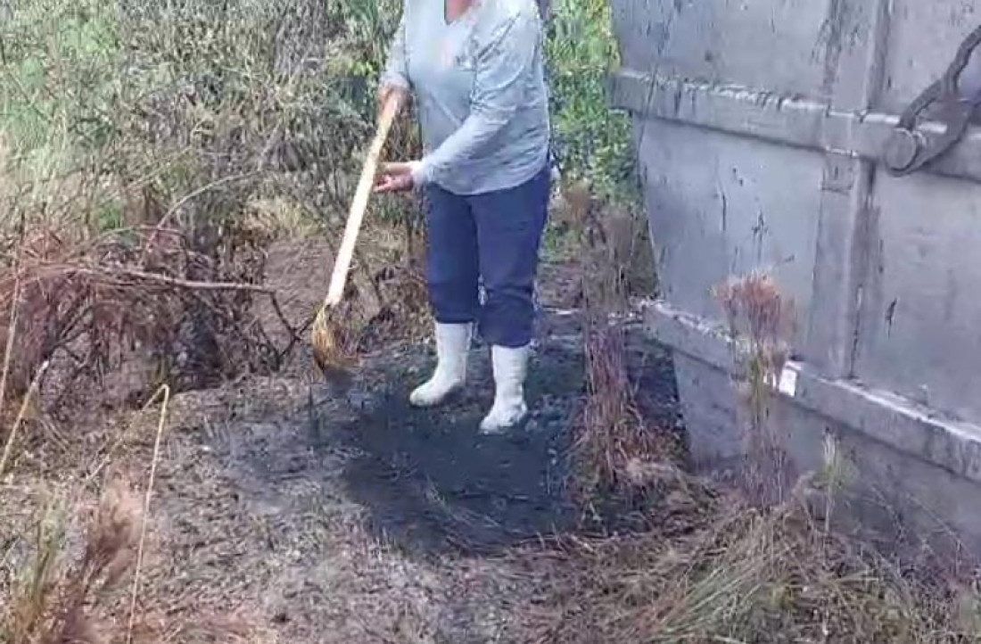 Trabalhador da empresa iniciou a retirada da carga que se espalho no terreno