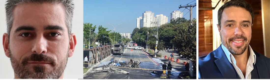 Gustavo, o piloto (E) e o advogado M&aacute;rcio morreram na queda do avi&atilde;o