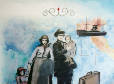 Quadro a imigra&ccedil;&atilde;o italiana pintado pela artista pl&aacute;stica gasparense D&eacute;bora Dar&oacute;s
