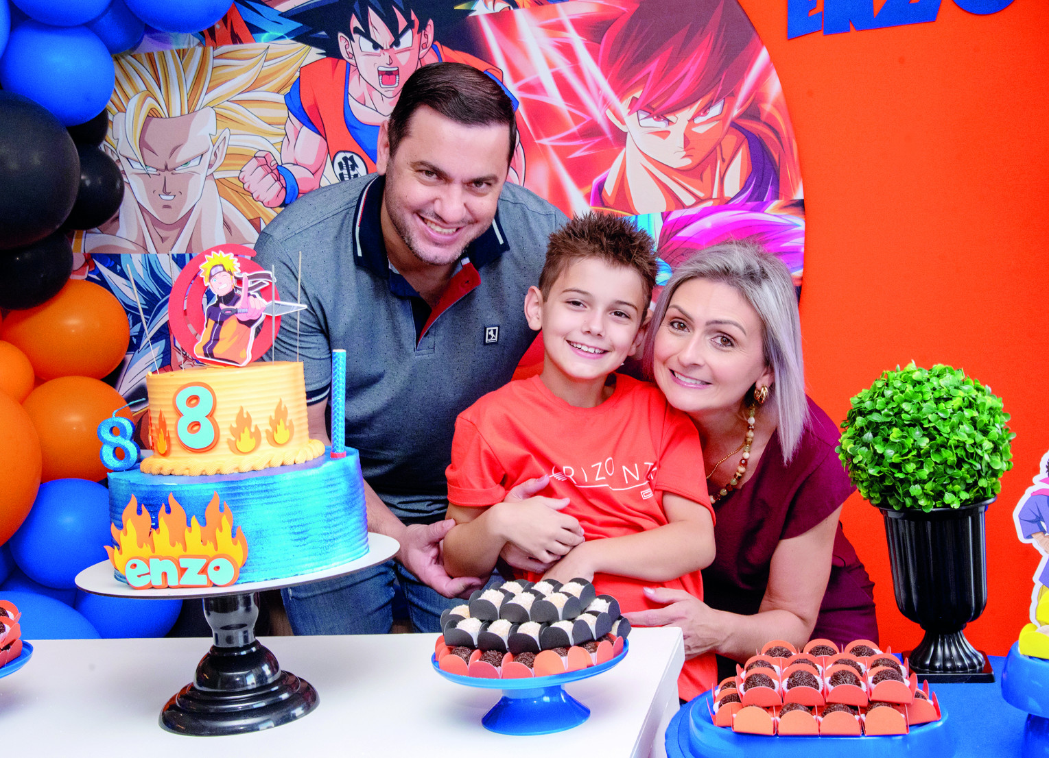 Enzo Ferretti Cardoso, e os pais Simoni Ferretti Cardoso e Alexandre Rafael Cardoso.