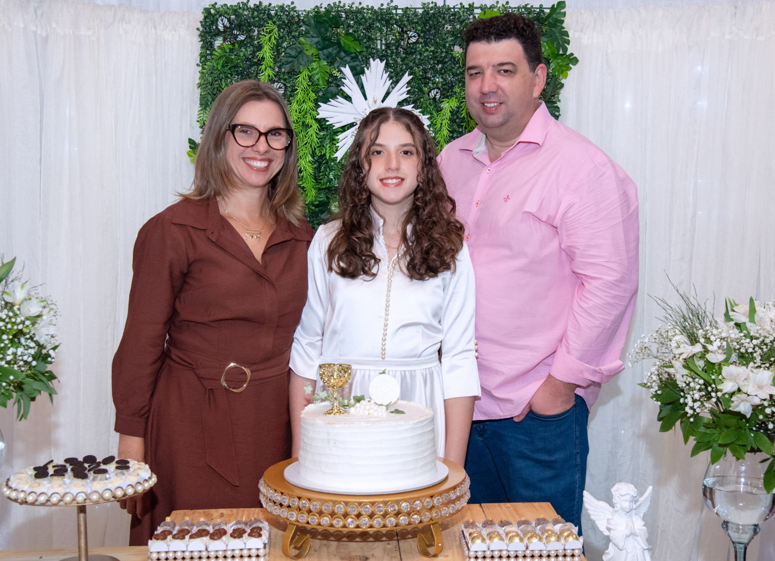 Laura Stanke Pamplona com os pais Flavio Fernando Furtado Pamplona e Valdiria Stanke Pamplona