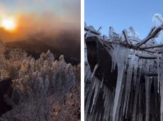 Amanhecer gelado na cidade de Urupema, que registrou a mais baixa temperatura do ano em SC