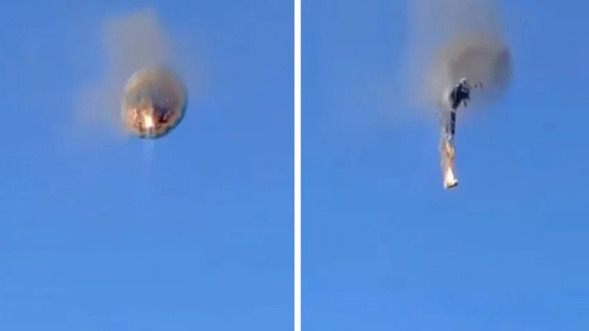 Depois de pegar fogo, o balão caiu em queda livre de uma altura de cerca de 300 metros