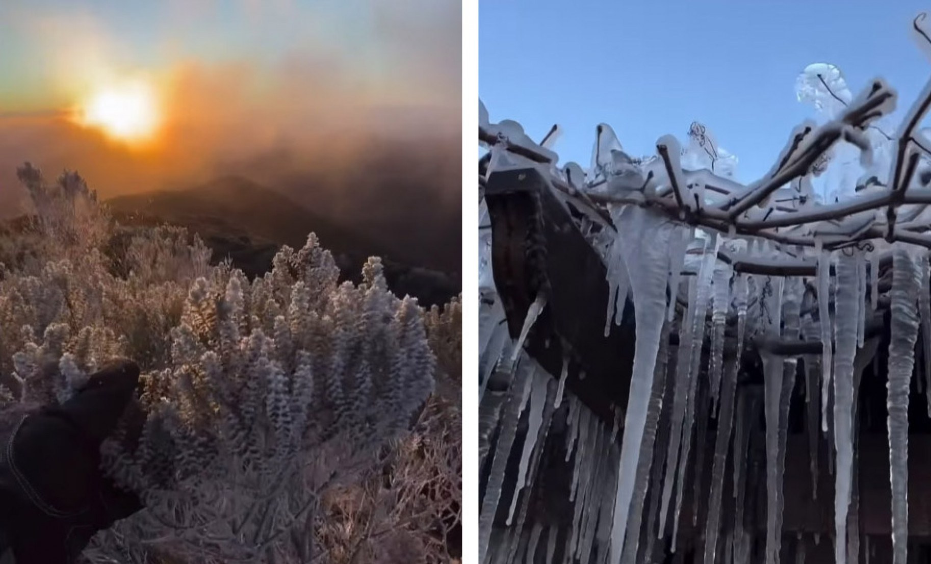 Amanhecer gelado na cidade de Urupema, que registrou a mais baixa temperatura do ano em SC