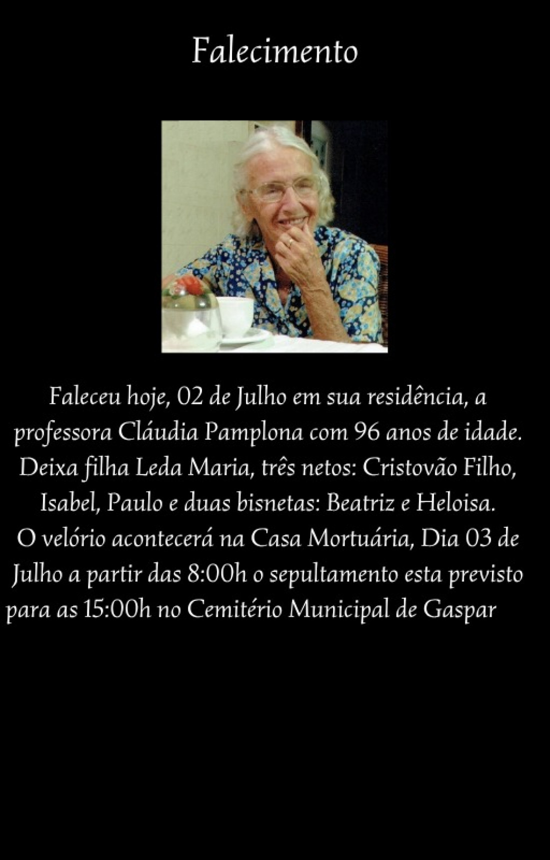 Comunicado da família