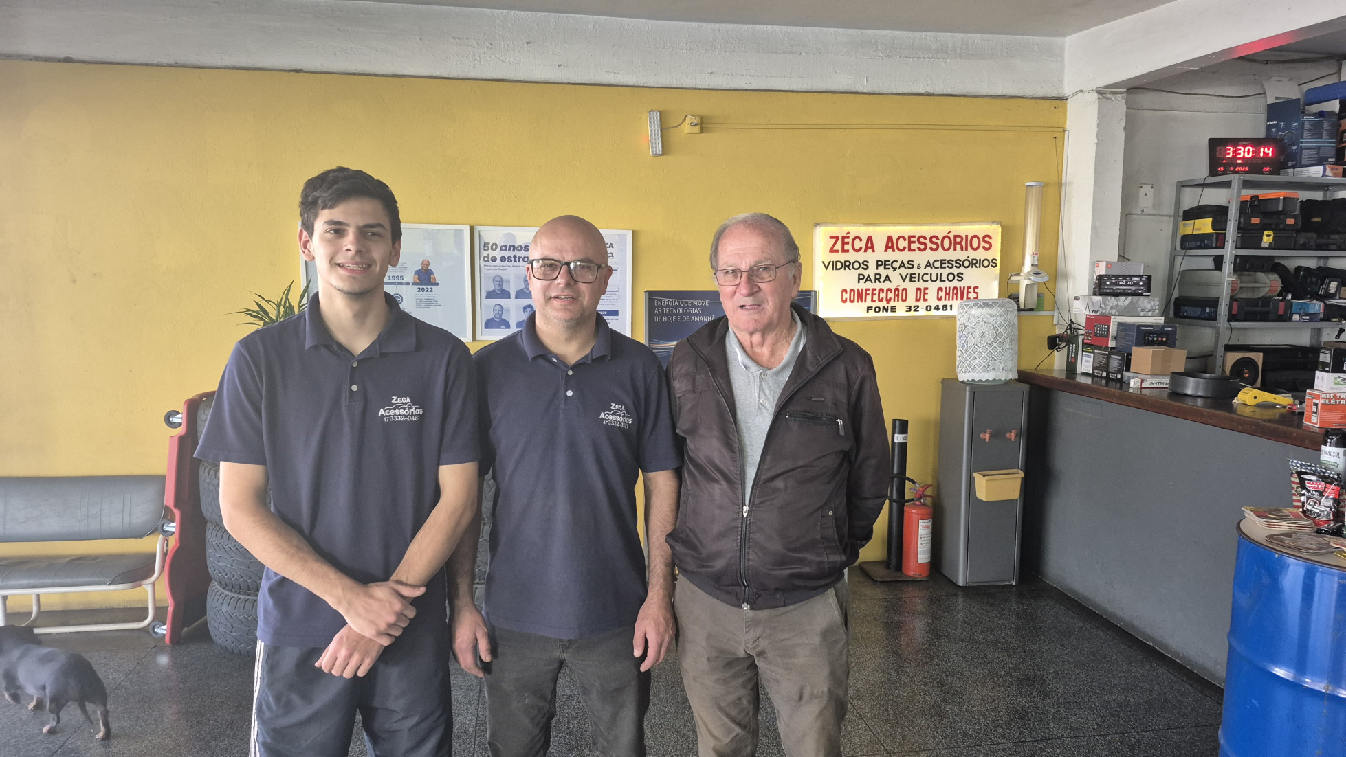 Três gerações: Rafael, Juliano e Zeca