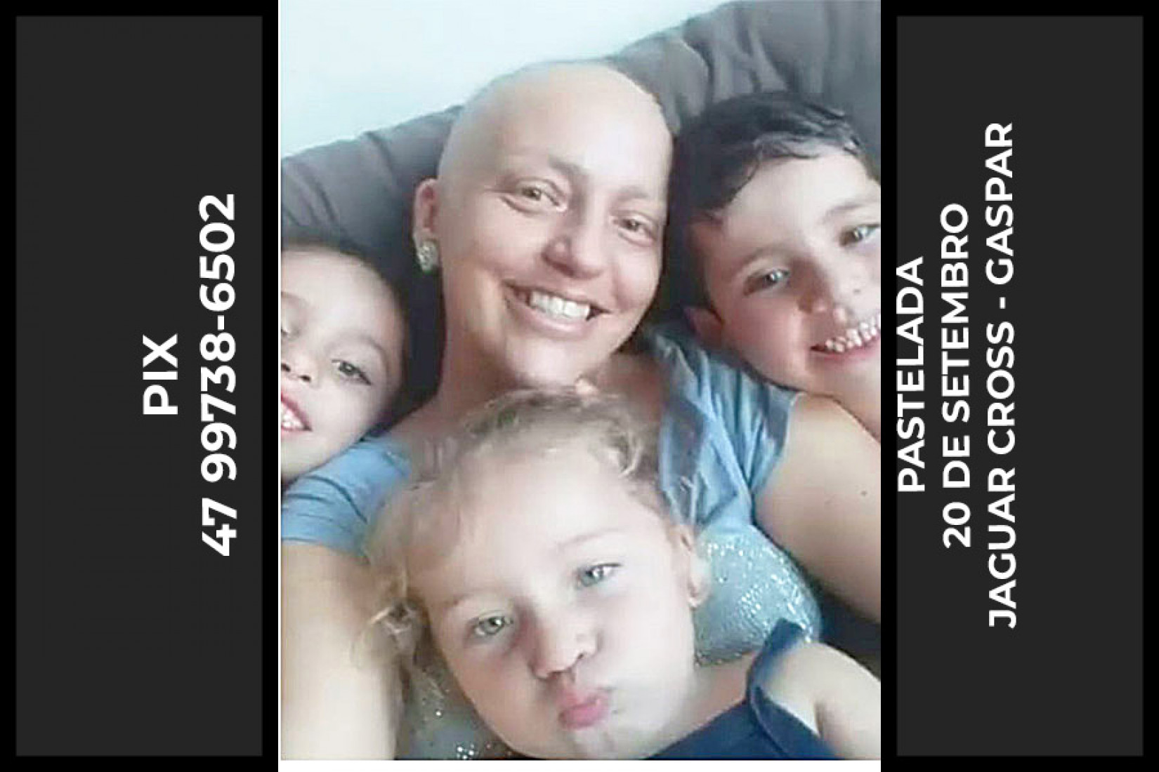 Kelly com os três filhos menores