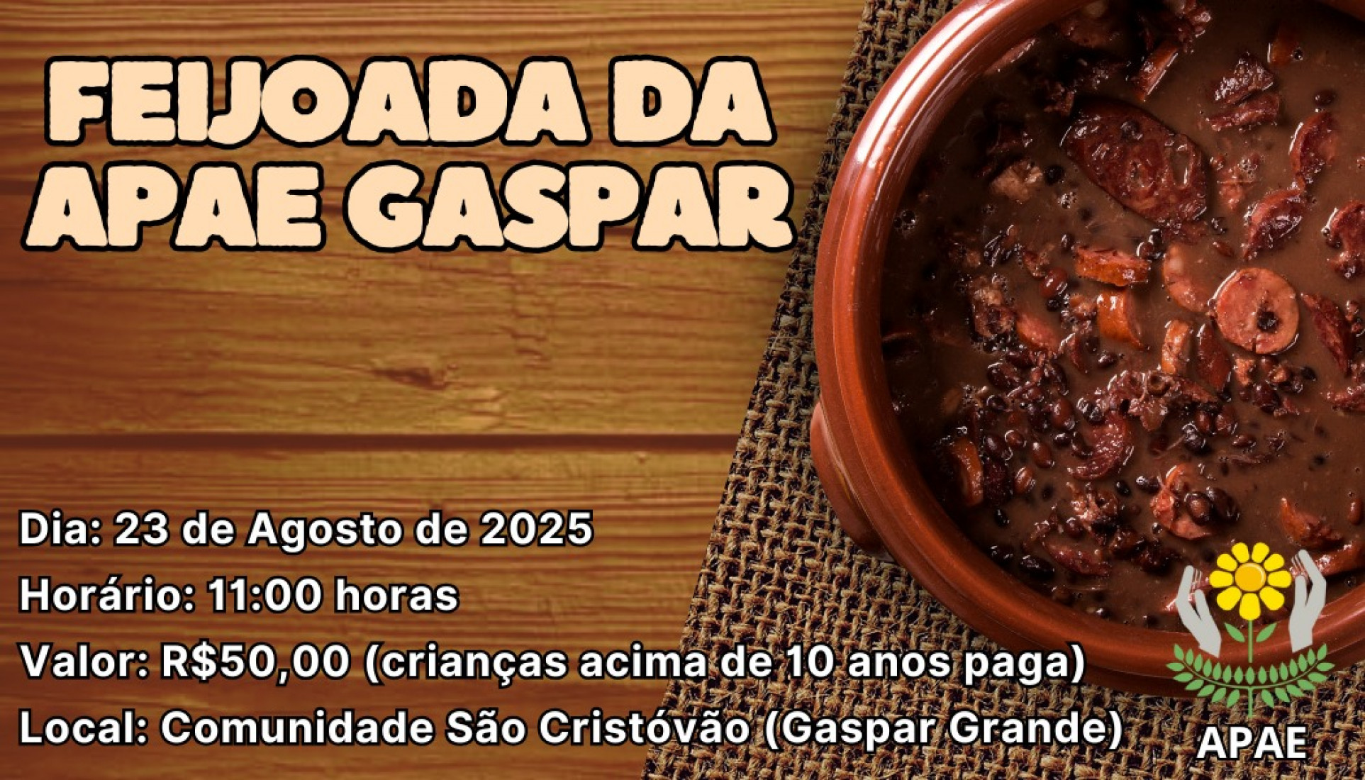 Cartão para a feijoada segue à venda