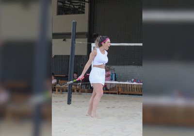 Cristina em momento de empolgação em campeonato