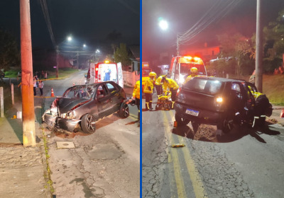 O motorista foi imobilizado e encaminhado ao Hospital de Gaspar