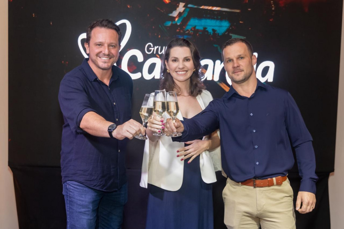 Da esquerda pra direita: Rafael Silveira, diretor de operações do Grupo Cascanéia, Monique Reinert, CEO e Willian Stein, diretor de infraestrutura e tecnologia do Grupo