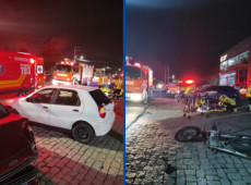 O homem, que conduzia uma Honda CG Titan, apresentava suspeita de fratura na perna direita e ferimentos nos joelhos