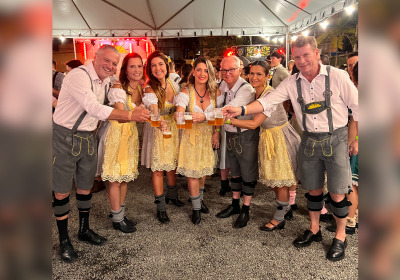 O prefeito de Gaspar, Paulo Koerich e a primeira dama, Chaiane Koerich (centro da foto),o presidente do Bela Vista Country Club, Nilton Cesar Serafim e sua Juci, diretora social Juli Deschamps, Sharlene Moser e o vice presidente Vilson Zwang