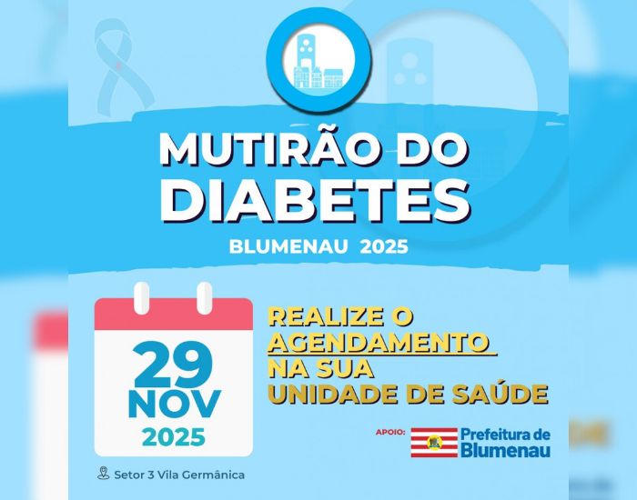 Blumenau abre 1,7 mil vagas para o 7º Mutirão do Diabetes