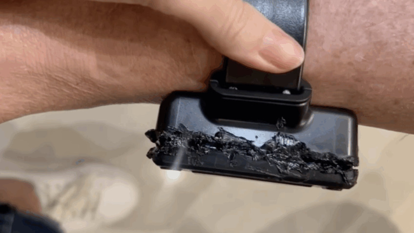 vídeo, feito pela PF, mostra a tornozeleira com sinais de violação