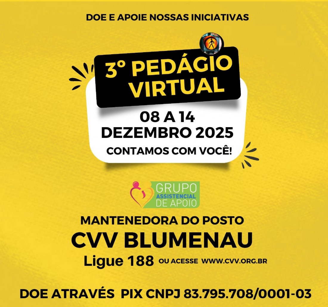 Pedágio acontece de 8 a 14 de dezembro