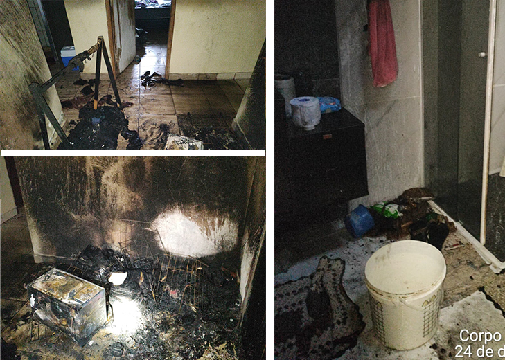 Fogo atingiu principalmente o banheiro da residência