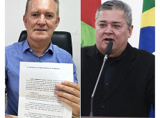 Odair (&agrave; esquerda) protocolou o pedido de cassa&ccedil;&atilde;o do vereador Almir