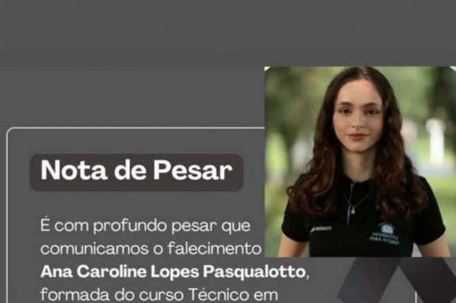 O IFSC Conc&oacute;rdia lamentou a morte da aluna Ana carolina