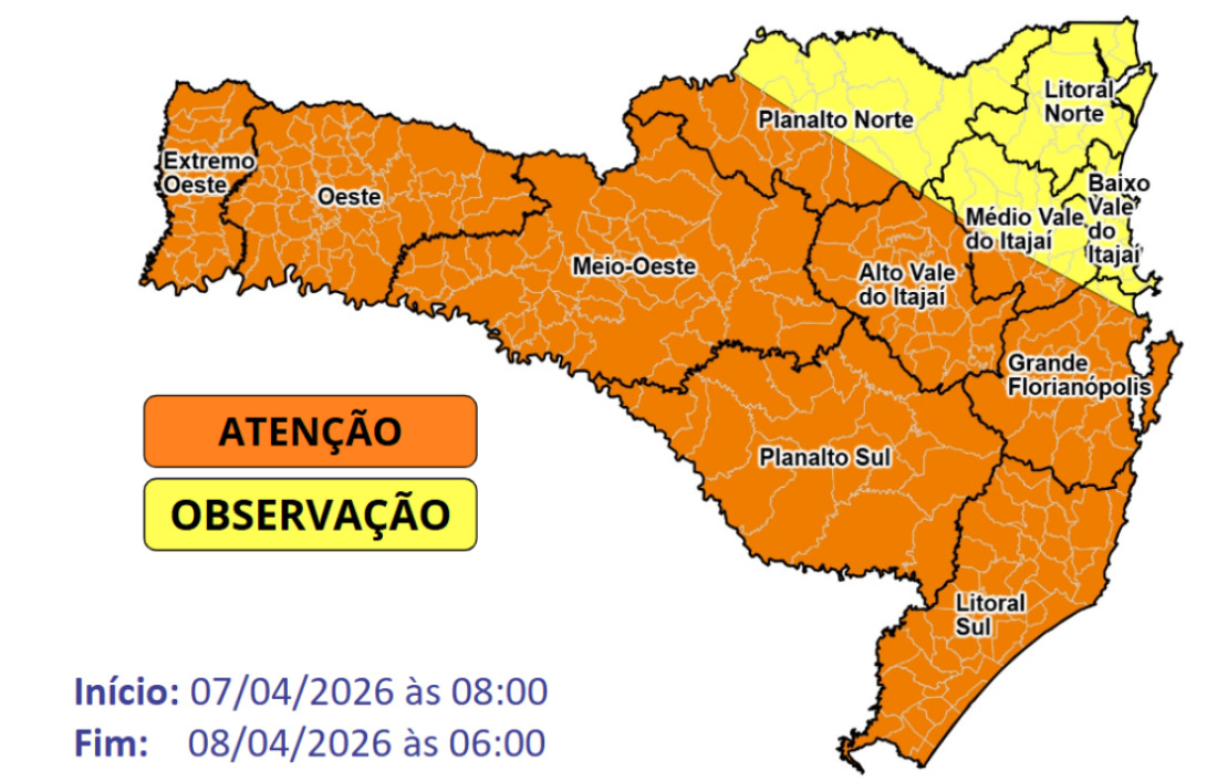 Mapa atualizado em 06/04/2026