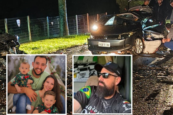 Pai, m&atilde;e, dois filhos e amigo 