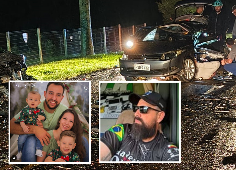 Pai, mãe, dois filhos e amigo 