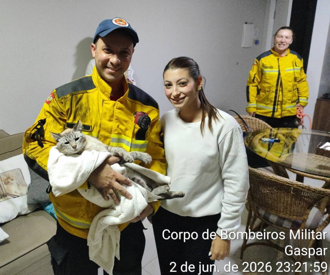 Snow foi resgatado pelos bombeiros militares em Gaspar, na noite de terça-feira (2)

