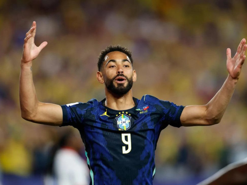 Matheus Cunha marcou duas vez na primeira vit&oacute;ria do Brasil na Copa