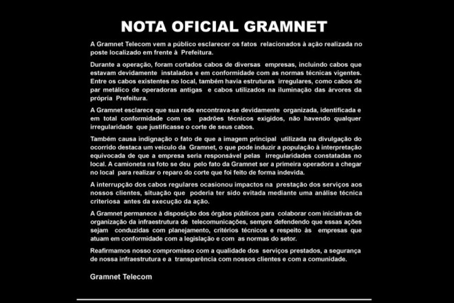 Nota Oficial Gramnet