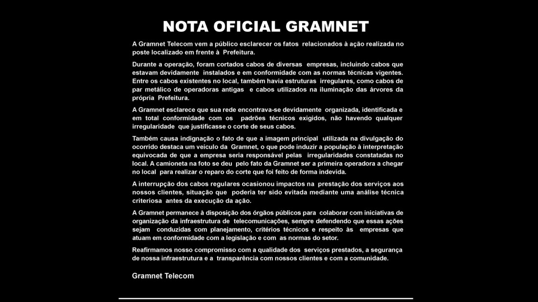 Nota Oficial Gramnet
