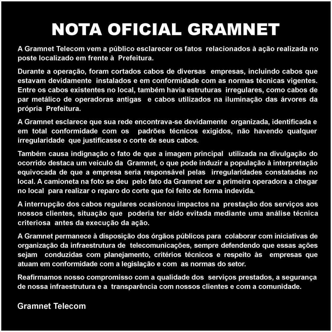 Nota Oficial Gramnet