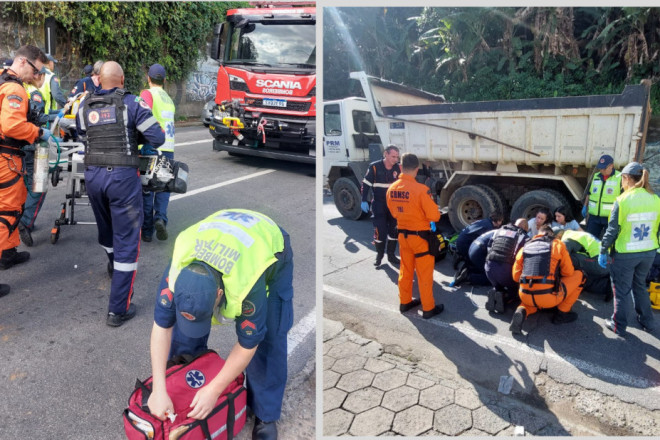 Acidente mobilizou um grande aparato de socorro em Blumenau