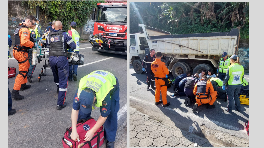 Acidente mobilizou um grande aparato de socorro em Blumenau