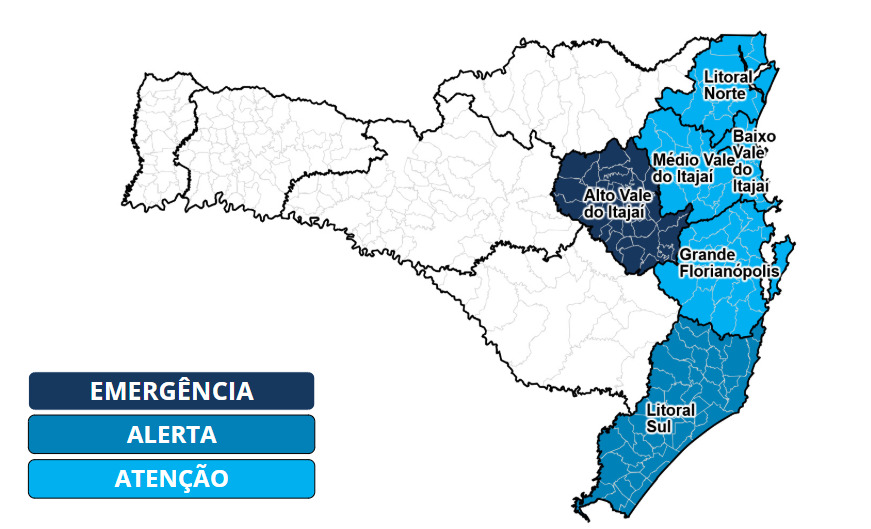 A &aacute;rea mais escura j&aacute; se encontra em estado de emerg&ecirc;ncia para inunda&ccedil;&otilde;es