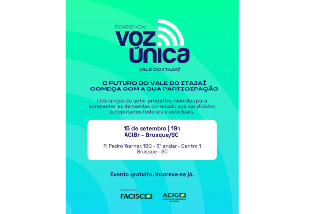 Evento, com a participa&ccedil;&atilde;o da ACIG, acontece no pr&oacute;ximo dia 15, em Brusque